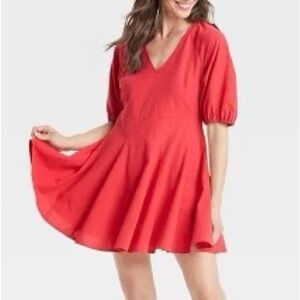 Universal Thread Red Mini Dress with Balloon Sleeves NEW - Size XL